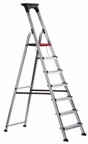 Double Decker Step; 7 Tread; Aluminium; 150kg; Silver/Black/Red - ALT-502107