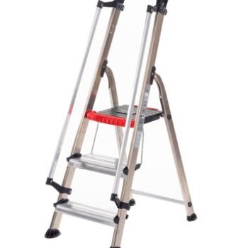 Double Decker Step c/w Handrails; 3 Tread; Aluminium; 150kg; Silver/Black/Red - ALT-502113