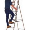 Double Decker Step c/w Handrails; 8 Tread; Aluminium; 150kg; Silver/Black/Red - ALT-502118