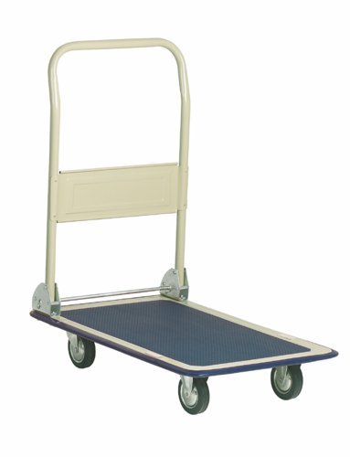 Economy Folding Trolley; 725 x 472 x 820; Fixed/Swivel Castors; Steel; 150kg; Light Grey/Blue - GI102Y