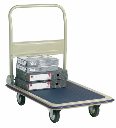 Economy Folding Trolley; 907 x 608 x 850; Fixed/Swivel Castors; Steel; 250kg; Light Grey/Blue - GI103Y