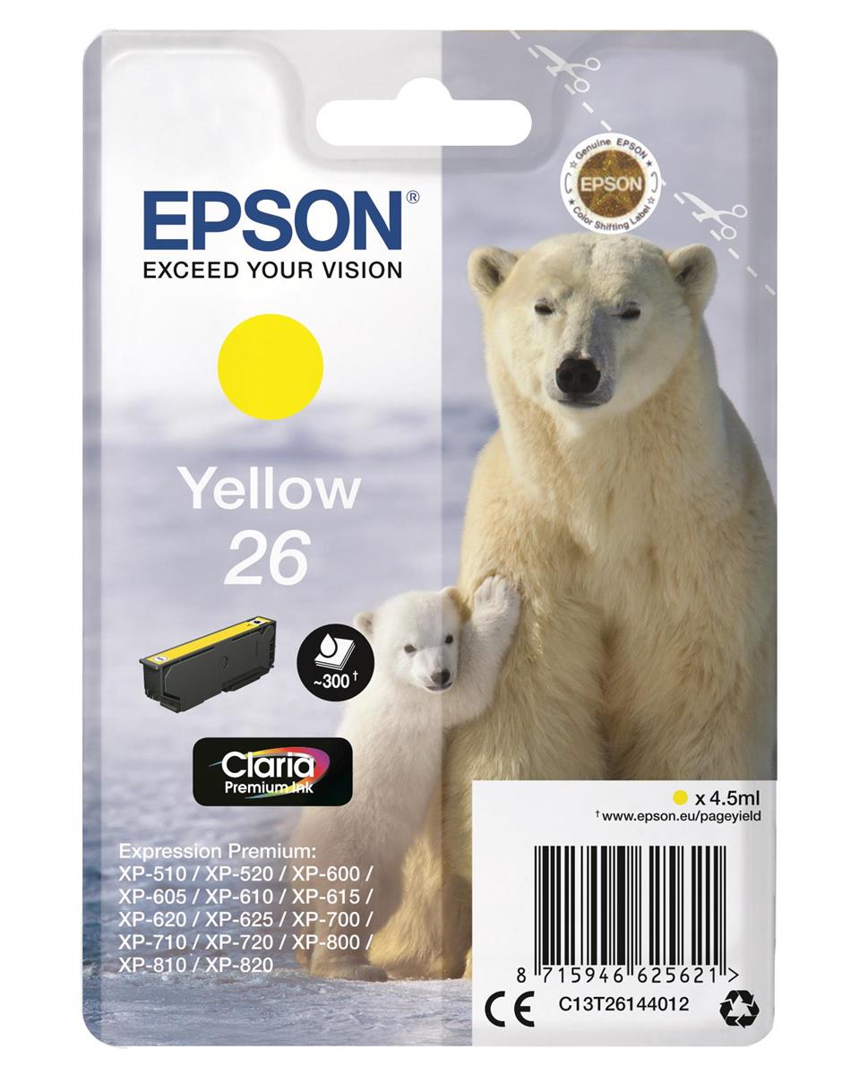 Epson Inkjet Cartridge Yellow 26 C13T261440 Polar Bear
