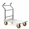 Ergonomic Folding Handles Platform Trolley; 900 x 610 x 1040; Fixed/Swivel Castors; Aluminium; 300kg; Silver/Black/Yellow - GI066Y