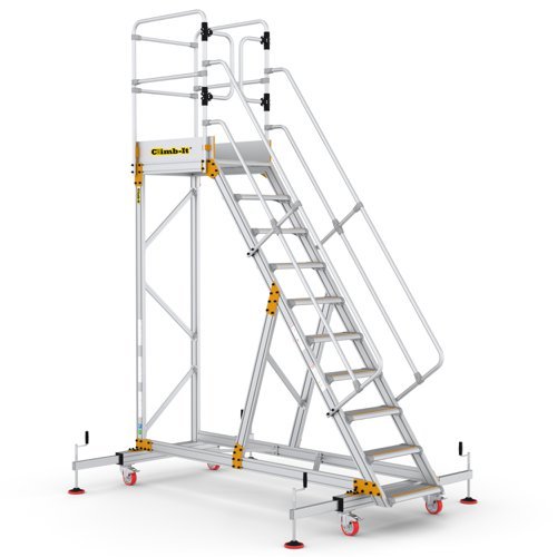 Extra Large Platform Safety Steps with Adjustable Stabilisers - 10 Tread - CAS810