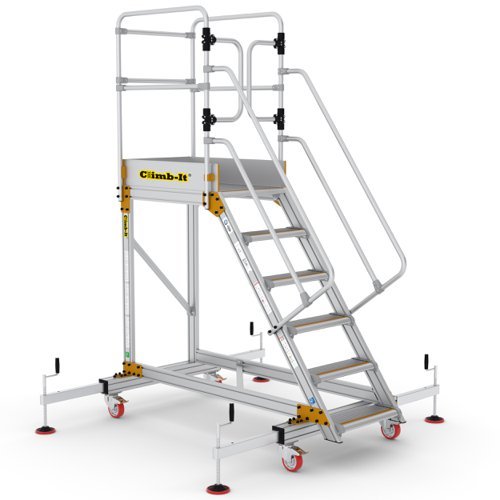 Extra Large Platform Safety Steps with Adjustable Stabilisers - 5 Tread - CAS805