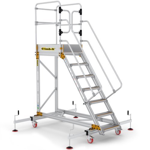 Extra Large Platform Safety Steps with Adjustable Stabilisers - 7 Tread - CAS807