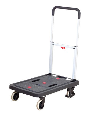 Foldaway Platform Trolley; Plastic/Aluminium; 120kg; Black/Grey - GI392Y