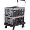 Foldaway Platform Trolley with 2 Folding Box; Plastic/Aluminium; 120kg; Black/Grey - GI394Y