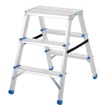 Folding Handy Step; 3 Tread; Aluminium; 150kg; Silver/Blue - FS369Z