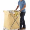 Folding Laundry Trolley; Folding X Type Model; Swivel Castors; Chrome Plated Steel/Canvas; 150kg; Silver/Creme - HI552Y