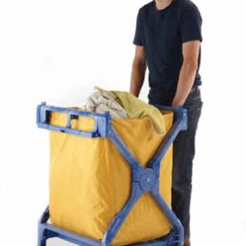 Folding Laundry Trolley; Swivel Castors; Plastic/PVC; 70kg; Blue/Yellow - HI513Y