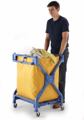 Folding Laundry Trolley; Swivel Castors; Plastic/PVC; 70kg; Blue/Yellow - HI513Y