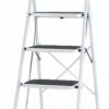 Folding Step with Soft Grip Handle; 4 Tread; Tubular steel; 150kg; White/Black - GS404Z