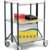 Folding Trolley; 3 Tier; Swivel (x2 Braked) Castors; Steel; 80kg; Creme/Black - CI203Y
