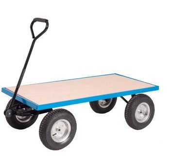 General Purpose Truck; Plywood Base with Puncture Proof Wheels; 400kg; Blue/Veneer - TI226R