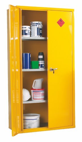 Heavy Duty Hazardous Substance Storage Cupboard; 3 Shelves; Double Door;Yellow - HSC08Z