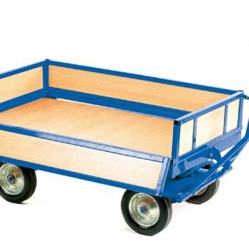 Heavy Duty Turntable Truck; 4 Sided Unit with Braking Handle; Steel Centred Heavy Duty Wheels; 700kg; Blue/Veneer - TI801B
