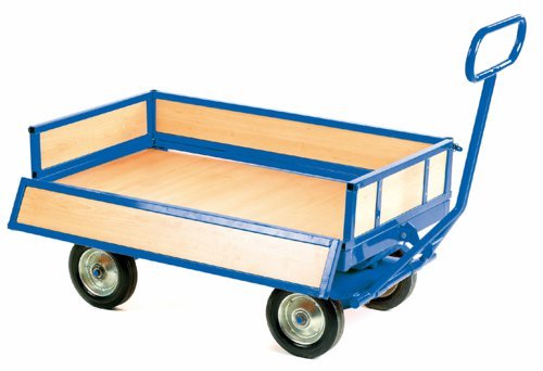 Heavy Duty Turntable Truck; 4 Sided Unit with Braking Handle; Steel Centred Heavy Duty Wheels; 700kg; Blue/Veneer - TI801B