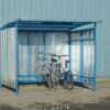 Industrial Cycle Shelter; Can fit up to 7 bikes; Fitted with triple wall polycarbonate roof & sides; Blue - BCS03Z