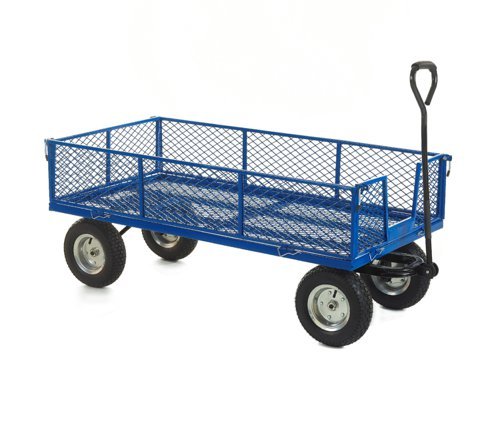 Industrial General Purpose Truck; Mesh Base; Mesh Sides & Ends with Puncture Proof Wheels; 500kg; Blue - TI581R