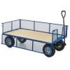Industrial General Purpose Truck; Plywood Base; Mesh Sides & Ends with Pneumatic Wheels; 500kg; Blue/Veneer - TI545R