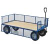 Industrial General Purpose Truck; Plywood Base; Mesh Sides & Ends with Puncture Proof Wheels; 500kg; Blue/Veneer - TI585R