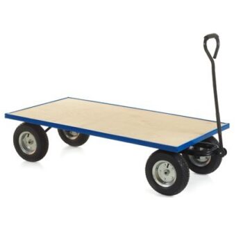 Industrial General Purpose Truck; Plywood Base with Pneumatic Wheels; 500kg; Blue/Veneer - TI556R