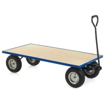 Industrial General Purpose Truck; Plywood Base with Puncture Proof Wheels; 500kg; Blue/Veneer - TI596R