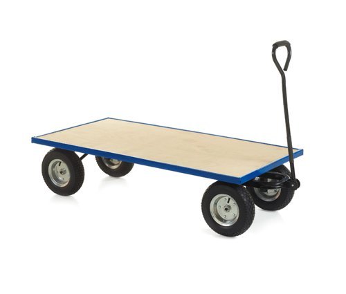 Industrial General Purpose Truck; Plywood Base with Puncture Proof Wheels; 500kg; Blue/Veneer - TI596R
