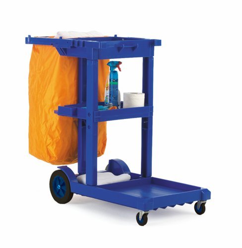 Janitorial Cleaning Trolley; Fixed/Swivel Wheel/Castors; Plastic/PVC; 100kg; Blue/Yellow - HI308Y