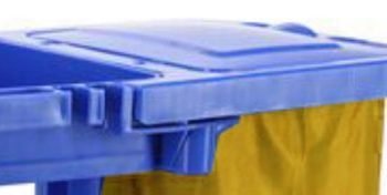 Janitorial Cleaning Trolley with Bag Lid; Fixed/Swivel Wheel/Castors; Plastic/PVC; 100kg; Blue/Yellow - HI328Y