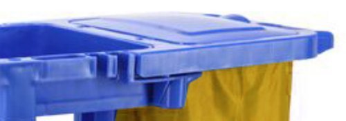 Janitorial Cleaning Trolley with Bag Lid; Fixed/Swivel Wheel/Castors; Plastic/PVC; 100kg; Blue/Yellow - HI328Y