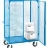 Large Distribution Trolley with Lockable Doors; Fixed/Swivel (x2 Braked) Castors; Steel; 500kg; Blue - DT701Y