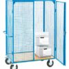 Large Distribution Trolley with Lockable Doors; Fixed/Swivel (x2 Braked) Castors; Steel/Veneer; 500kg; Blue/Veneer - DT901Y