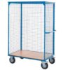 Large Distribution Trolley Without Doors; Fixed/Swivel (x2 Braked) Castors; Steel/Veneer; 500kg; Blue/Veneer - DT903Y