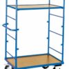 Large Heavy Duty Shelf Truck; Fixed/Swivel (x2 Braked) Castors; Steel/Heavy Duty Veneer; 300kg; Blue/Veneer - DT810Y