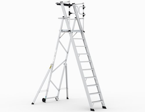 Large Platform Folding Steps with Safety Gates - 10 Tread - CAG310