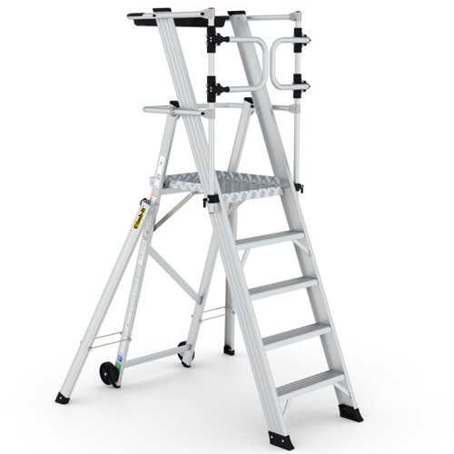 Large Platform Folding Steps with Safety Gates - 5 Tread - CAG305