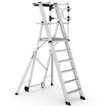 Large Platform Folding Steps with Safety Gates - 6 Tread - CAG306