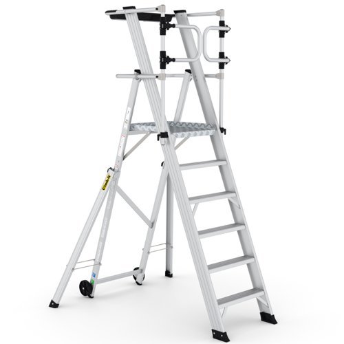 Large Platform Folding Steps with Safety Gates - 6 Tread - CAG306