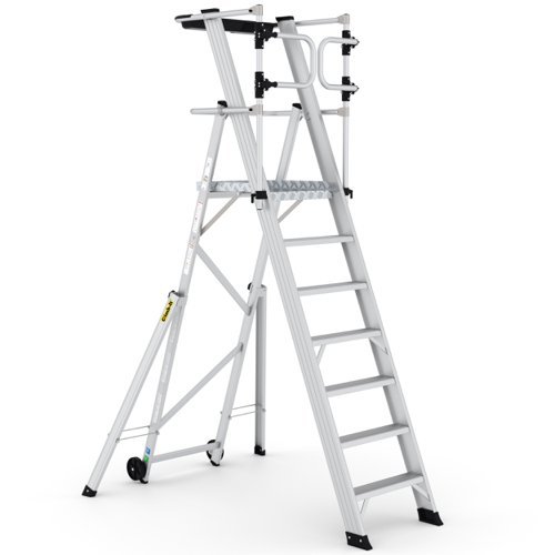 Large Platform Folding Steps with Safety Gates - 7 Tread - CAG307