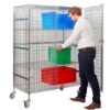 Large Security Trolley; Swivel (x2 Braked) Castors; Wire Mesh; 350kg; Silver - SW092Y