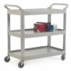 Large Shelf Trolley; 3 Tier; Swivel Castors; Aluminium/Plastic; 120kg; Grey/Silver - HI524Y