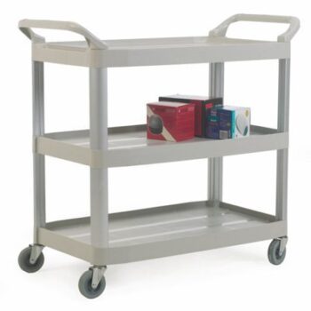 Large Shelf Trolley; 3 Tier; Swivel Castors; Aluminium/Plastic; 120kg; Grey/Silver - HI524Y