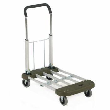 Multi Position Trolley with Moulded Ends; 760 x 440 x 930; Fixed/Swivel Castors; Aluminium; 150kg; Silver/Olive - GI111Y