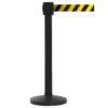 Obex Barriers Premium Safety Belt Barrier; Belt Length mm: 10600; Black Post; Black/Yellow Chevron - PSBB10CHBPBYC