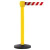 Obex Barriers Premium Safety Belt Barrier; Belt Length mm: 10600; Yellow Post; Red/White Chevron - PSBB10CHYPRWC