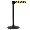 Obex Barriers Premium Weatherproof Belt Barrier; Belt Length mm: 10600; Black Post; Black/Yellow Chevron - WMS106CHBPBYC