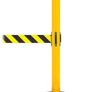 Obex Barriers Safety Belt Barrier; Belt Length mm: 3400; Yellow Post; Black/Yellow Chevron - SBBT34CHYPBYC