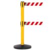 Obex Barriers Safety Belt Barrier; Belt Length mm: 3400; Yellow Post; Red/White Chevron - SBBT34CHYPRWC
